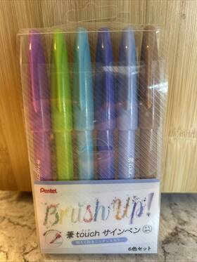 Ses15c-6stb Pendeling Brand New Pentel Brush Touch Sign Pen 6 Color Set B Beautiful Colors Journaling