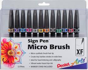 B07rk47lw9 Pentel Arts Sign Pen Micro Brush Tip Assorted Colors A/b/c/d/e/f/g/n/p/s/v/y