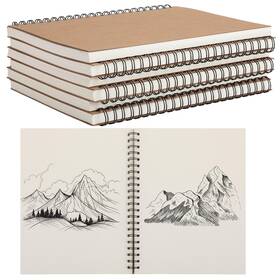 Htn-perkoop-0792 Perkoop 4 Pcs 8.5 Inch X11 Spiral Sketch Pad A4 Large 100 Sheet Book Pads