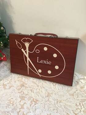 15f60c Personal Creations Personalized Faux Wood Case 80 Piece Art Set Name On - Lexie