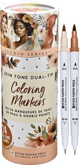 342522 Peter Pauper Press Studio Series Skin Tone Dual-tip Coloring Markers - Brand Ne