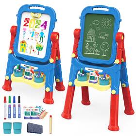 Pbt02 Picassotiles All-in-one Kids Art Easel Drawing Board Chalkboard And Whiteboard
