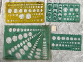 1002pm Pickett Lot/4 Vtg Templates Combo Ellipse Master Nut Bolt Screw Enclosures #10