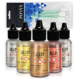 Bdl-00299 Pixiss Alcohol Ink Alloys Complete Metallic Set Ranger Tim Holtz Brand Colors