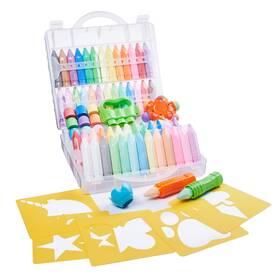 Play Day 840237100186 Ultimate Sidewalk Chalk Set Multicolor 80 Pieces Stencils Case