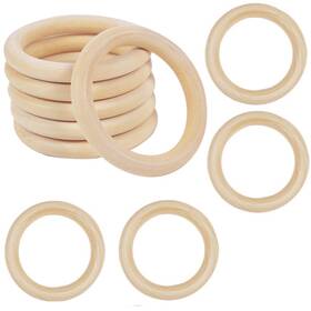 Pongja 756166389724 10 Pcs 75mm Unfinished Wooden Rings For Craft 3 Inch Nature Solid Wood D