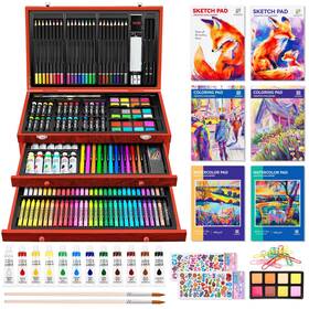 Poas269-br Popyola Art Supplies 269 Piece Deluxe Set With 6 Drawing Pads Watercolo