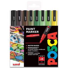 B0779bsby9 Posca Pc-3m Paint Marker Art Pens - 0.9-1.3mm Earth Tones Set Of 8 In Gif
