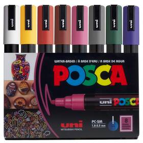 B0bnnjnfkt Posca Markers Set 8 Medium Paint 5m - Dark Tones White Ochre Ruby