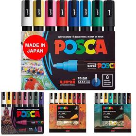 B0dl6f4zrf Posca 24-pk Medium 5mm Paint Markers Set - 8 Dark Warm Multicolor