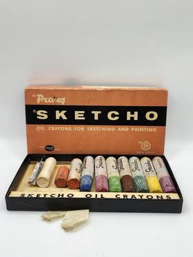 1166-12 Prang Vintage Sketcho Oil Crayons Art Set 12 Colors Usa Non-toxic