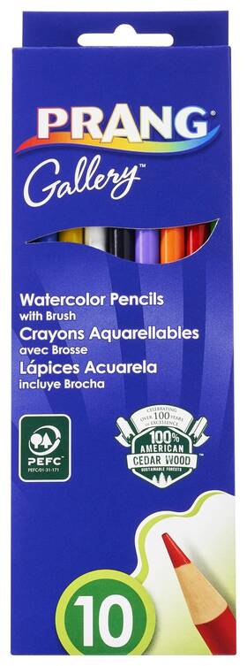 23650 Prang Watercolor Colored Pencils Includes Brush Assorted Colors 10 Count
