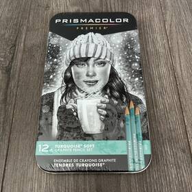 Prismacolor San24191 Turquoise Drawing Sketching Pencil Set - Soft Graphite 12