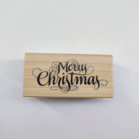 F-1215 Psx Merry Christmas Wood Mounted Rubber Stamp Made In Usa Holiday Craft