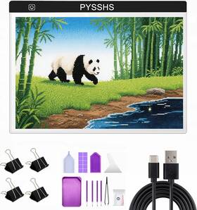 Pysshs Co. Ltd 029082250998 A3 Led Light Pad For Diamond Art Usb Powered 3 Brightness Levels With Clips And D