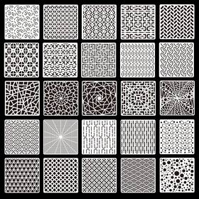 Ot0223 Qszkeer 25pcs Mixed Geometric Stencils Hollow Painting Plastic Drawing Templ