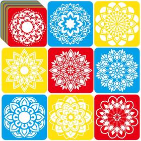B0cs66xrfy Qyeahkj 36pcs Mandala Drawing Stencils For Kids 8 Inch Sidewalk Chalk Painting Template