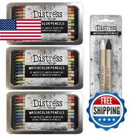 Ranger Ink B0ctnhftz7 Bundle - Tim Holtz Distress Watercolor Pencils Set Of 4 Pack Ideal