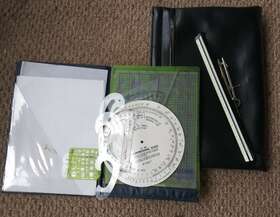 Rapidesign 014173253132 Leather Case Lot Of Berol Templates Ecllipse Symbols Designer Rulers