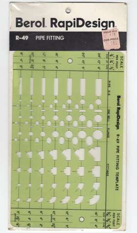 Rapidesign 014173253668 Berol Template - Pipe Fitting R-49 Nos