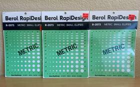R-2073 Rapidesign Three Berol Template - Small Metric Ellipses