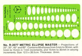 R-2077 Rapidesign Berol Template - Metric Ellipse Master