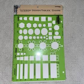 R-717 Rapidesign Berol Template - Interior Design Tables And Chairs 1/4 Inch Scale