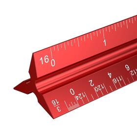 10102 Rena Chris Architectural Scale Ruler 12 Inch Imperial Aluminum Alloy Metal Red