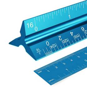 Thl-1008 Rena Chris 2pcs Architectural Scale Ruler 12 Inch Imperial Aluminum Blue
