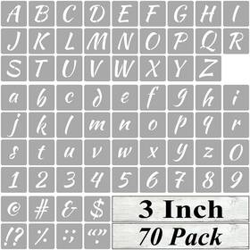 Reolan 713838521677 3 Inch Alphabet Letter Stencils For Painting - 70 Pack And Number Sten