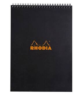 185009 Rhodia - Wirebound Notepad Graph 80 Sheets 8 1/4 X 11 3/4 Inch Black A4