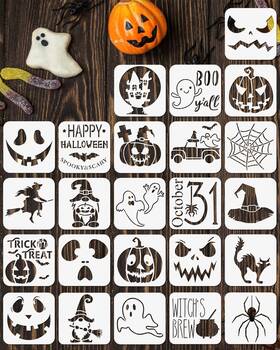 Rh001 Rinoly 24 Pcs Small Halloween Stencils For Painting On Wood 3x3 Inch Pumpk