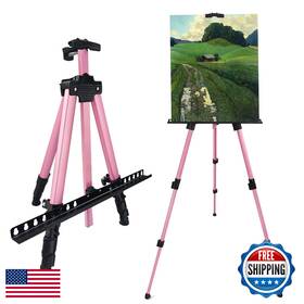 B0c4xmmpyh Rrftok Pink Aluminum Artist Easel 17-66in Adjustable Tabletop Floor With Carry Bag