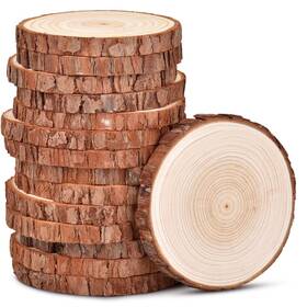 Mtp01 Rwhxrwy 4.3-4.7 Inch Unfinished Natural With Tree Bark Wood Slices 15 Pcs Rou
