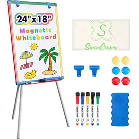 Pb600450-t S Swancrown Dry Erase Board White For Kids 24x18 Inch Art Easel Magnetic T