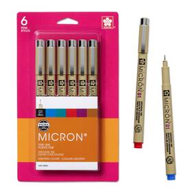 30063 Sakura 6-piece Pigma Micron Assorted Colors 01 Ink Pen Set Tip