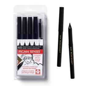 50200 Sakura Pigma Sensei Manga Drawing Kit - Archival Black Ink Pens With Pencil &
