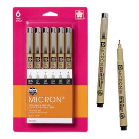 B0008g8g8y Sakura Pigma Micron Fineliner Pens - Archival Black Ink Assorted 6-pack