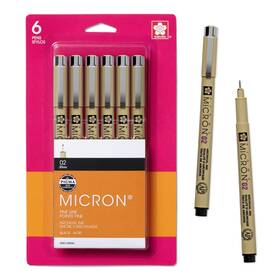 B00k3krjga Sakura Pigma Micron Fineliner Pens 02 Tip Archival Black Ink 6pk 50036