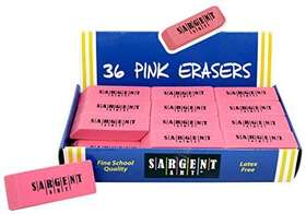 Sargent Art 791836597719 Large Erasers 36 Per Pack Light Pink Count