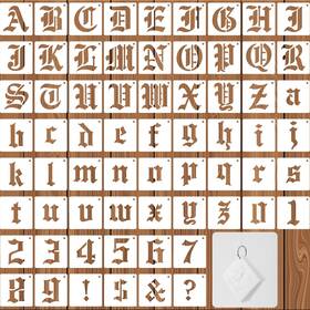 H04002 Savita 66pcs Gothic Calligraphy Letter Stencils Plastic Letters Font Lette