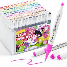 B0dlzdsw5j Savzjsd 120 Colors Dual Tip Markers Set Water-based Brush Chisel Art For Kids