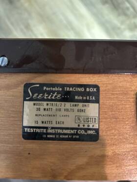 Wtb-16 Seerite 1960 S Portable Tracing Box Model Wtb-16/2 16 Inch X18 2 Lamp Unit