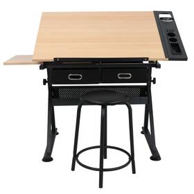 H01-1395-g2 Segawe #heyjuddie Adjustable Height Degree Drafting Drawing Table Craft Tiltable Tabletop And Stool