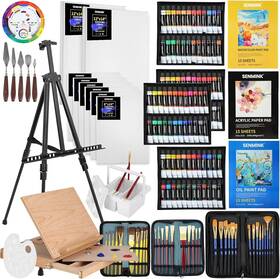 Dtz169us Senmink 149pcs Deluxe Artist Painting Set With Aluminum And Beech Wood Easel 48 Colo