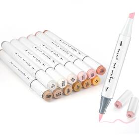 B0c61g1vmv Sfaih Skin Tone Brush Tip Alcohol Markers 12 Light Colors Dual Art