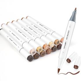 B0f8trlkqd Sfaih Skin Tone Alcohol Markers 12 Dark Portrait Colors Brush/fine Tip