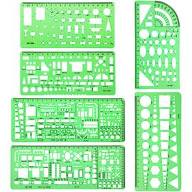 Templates-01 Shappy 6 Pieces Plastic Measuring Templates Building Formwork Stencils Geometric Dra