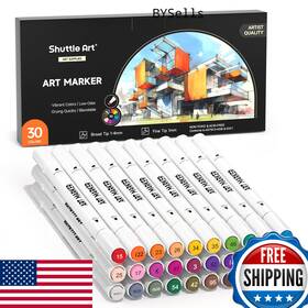 B078hwgc17 Shuttle Art 30 Colors Dual Tip Permanent Markers Highlighters Sketching Pens