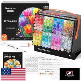 B078s2mvr2 Shuttle Art 121 Colors Alcohol Markers Dual Tip Set Blender Case Sketching